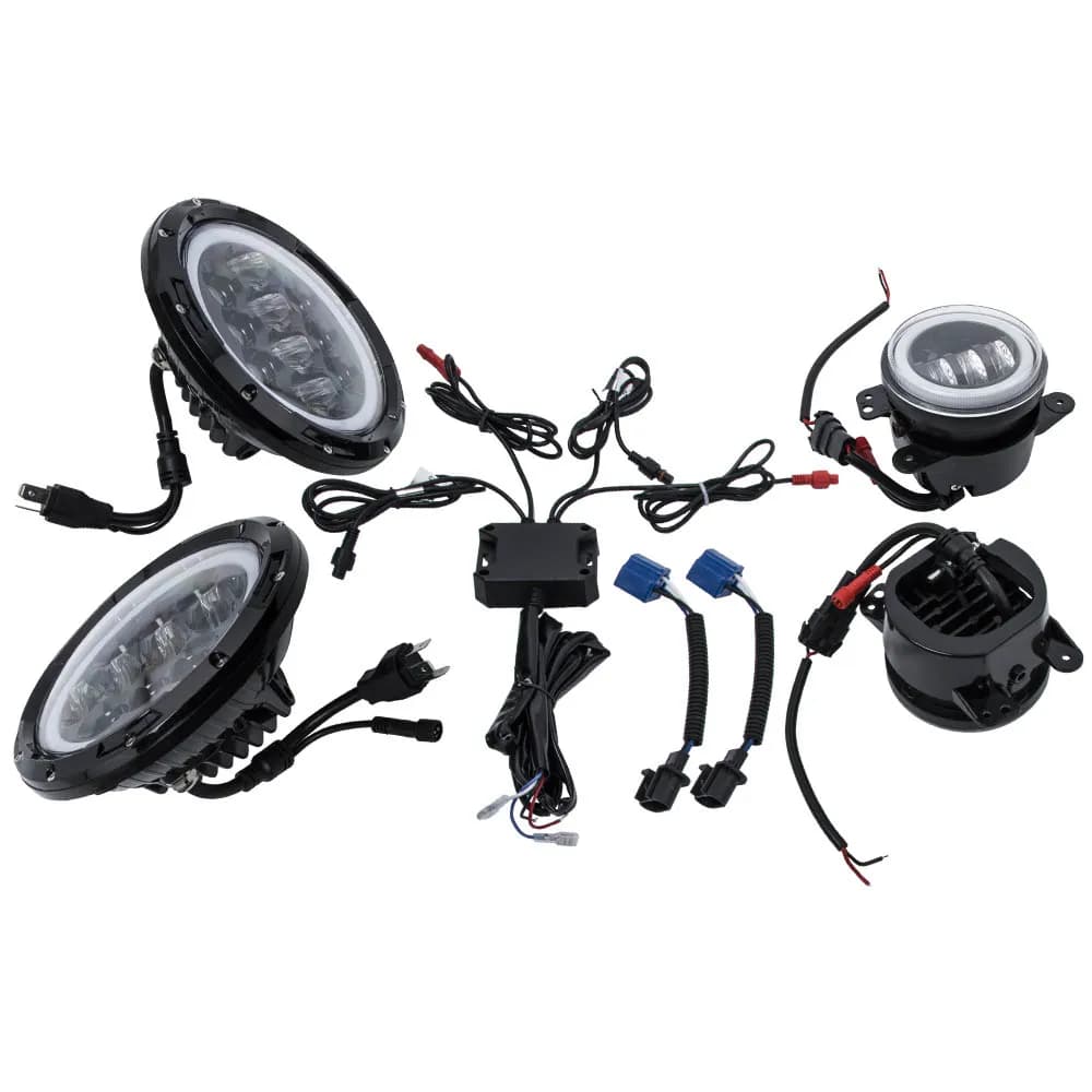 Fog Lights and RGB LED Headlights Combo Kit for Jeep Wrangler JK 2007-2018 x4 RGB LED Headlight Fog Light