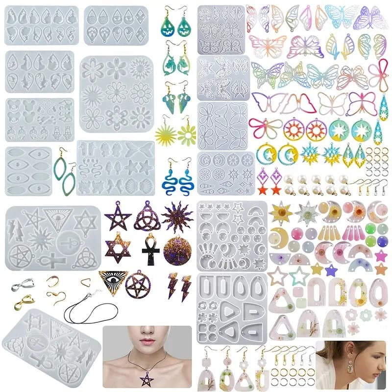 Stampo in silicone per ciondolo orecchino, resina epossidica, stile misto, creazione di gioielli, stampi per colata, ciondoli fai da te, stampo per ciondolo, artigianato creativo fai da te