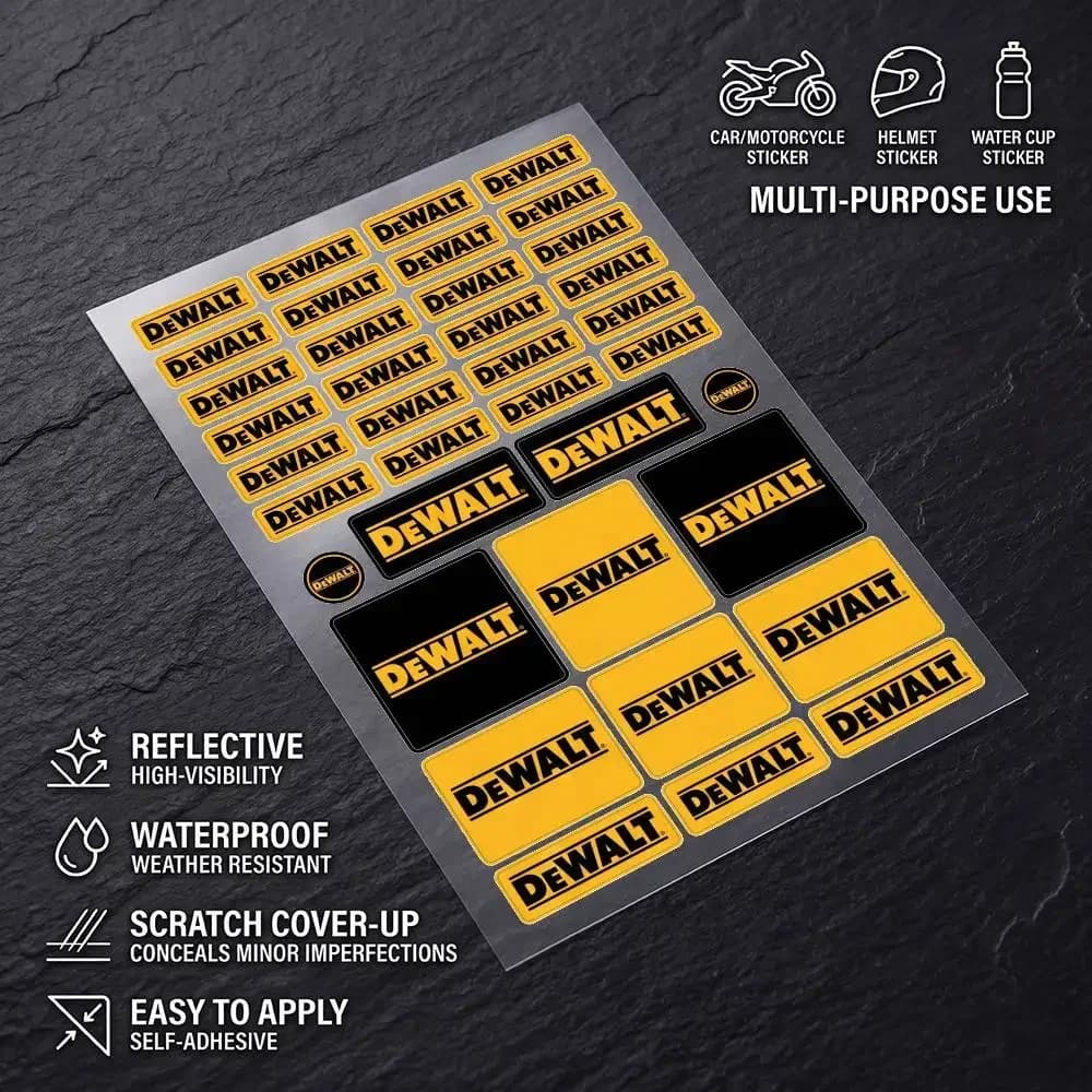 FOR DEWALT TOLL Universal Multi-Purpose Reflective Waterproof Stickers Scratch Conceal For Auto Bike Helmet Mug Fridge
