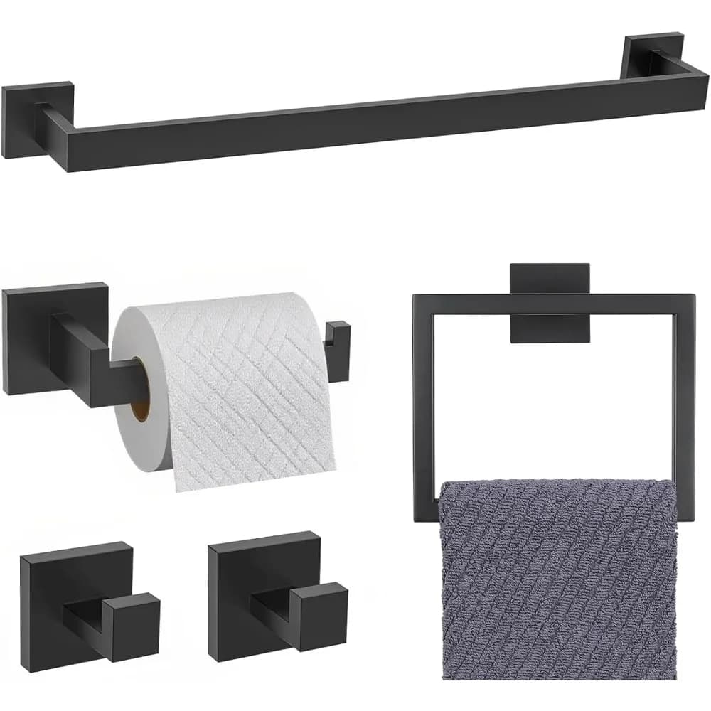 Set di accessori da bagno da 5 pezzi, set portasciugamani da bagno in acciaio inossidabile s304, portasciugamani, portasciugamani per bagno, carta igienica ho