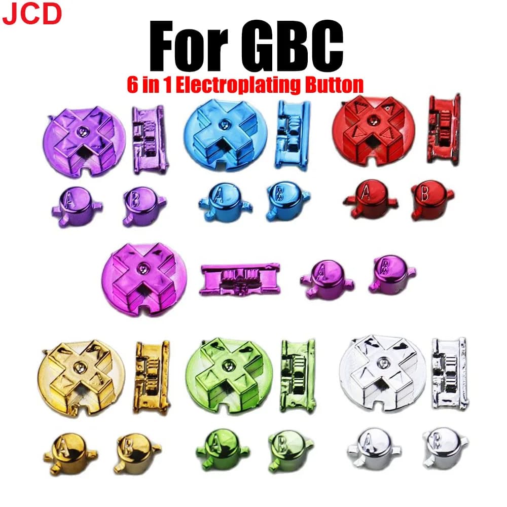 JCD 1 set Per Game Boy Pulsante galvanico Shell Per GBC Pulsante sostitutivo del gioco D-Pad AB Kit pulsanti Colore fai da te