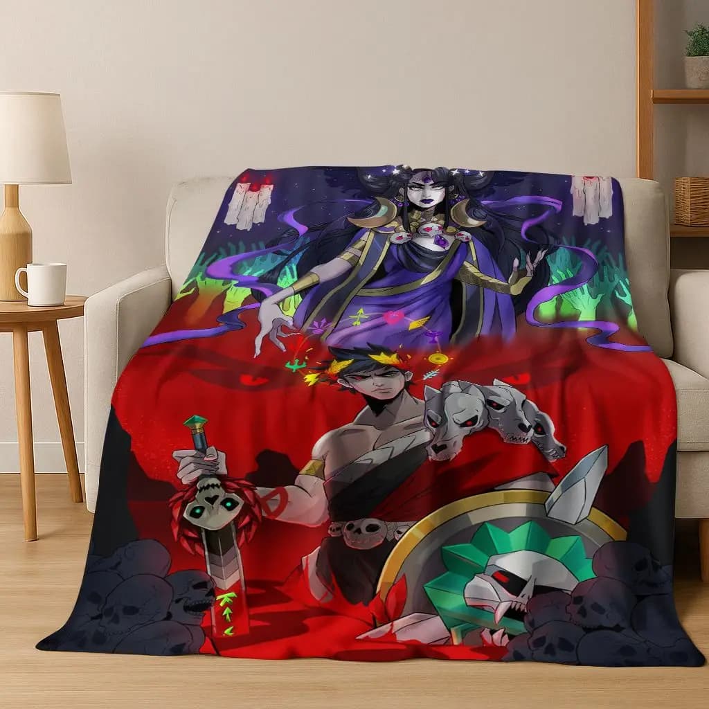 Coperta di flanella di cartone animato di gioco classico 3D Hades, coperta morbida e accogliente per la casa, camera da letto, divano letto, copertura da picnic, regalo da picnic per bambini