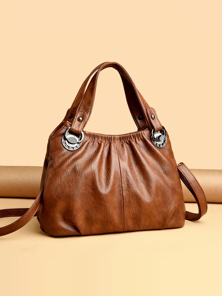 Ladies Genuine Leather Handbag Crossbody Shoulder Bag for Middle-Aged Mothers Soft Leather Bag Casual Chic Style Daily Use