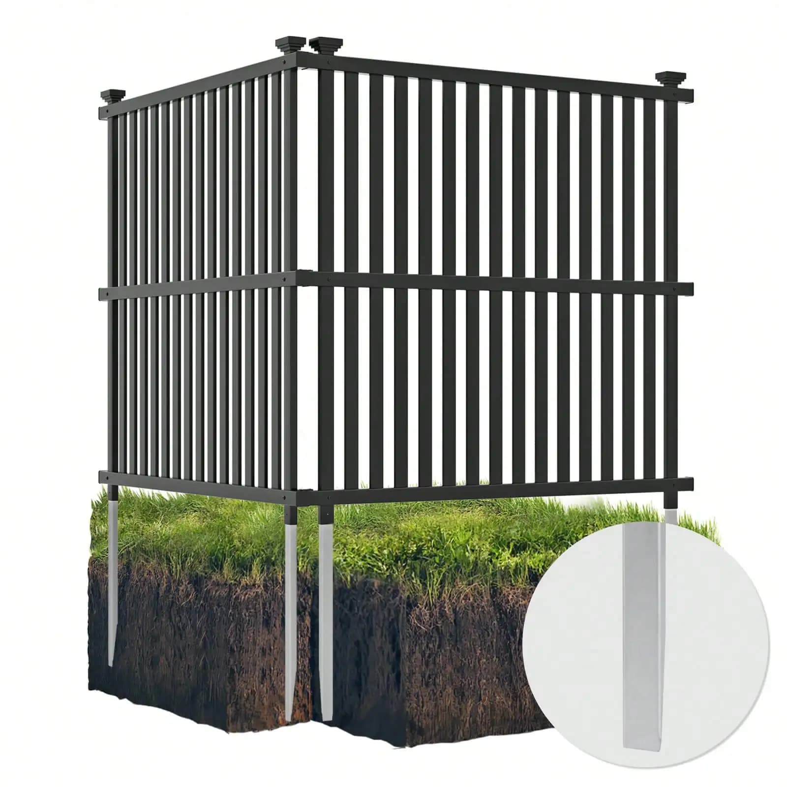 Lifezeal 2/4 PCS Air Conditioner Fence Panels With Metal Ground Stakes No Dig Trash Can Enclosure Black