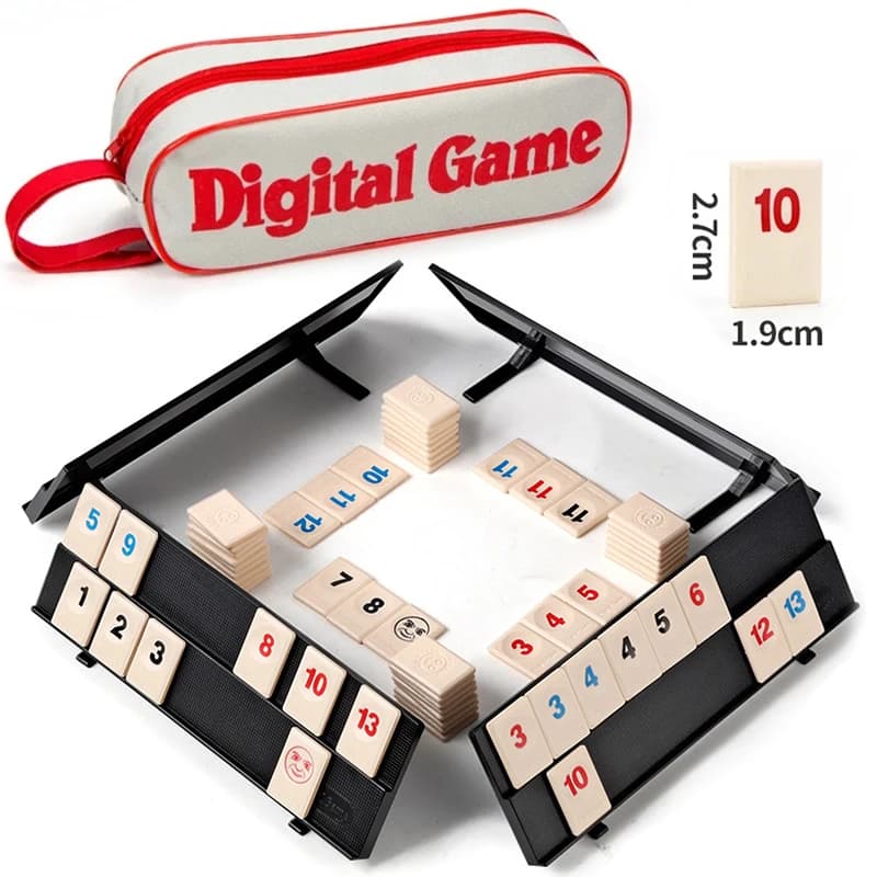 Game Rummy Cube with 4 racks, Rummy Cube 106 game set with portable case, Rummy Tiles travel set for classic family table games