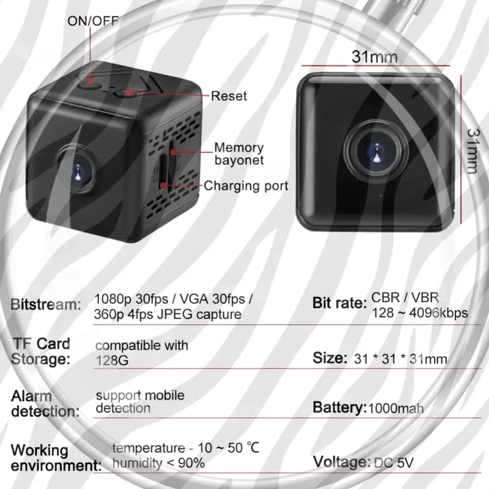 1080P Mini Camera Night Vision Home Protection Camera Motion Detection Alarm Video Recorder for Home Room Car