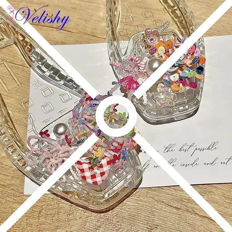 Dopamine Handmade Beaded Jelly Shoes Sandals Accessory DIY Decorative Shoe Flower Slippers Shoe Buckle Accessories