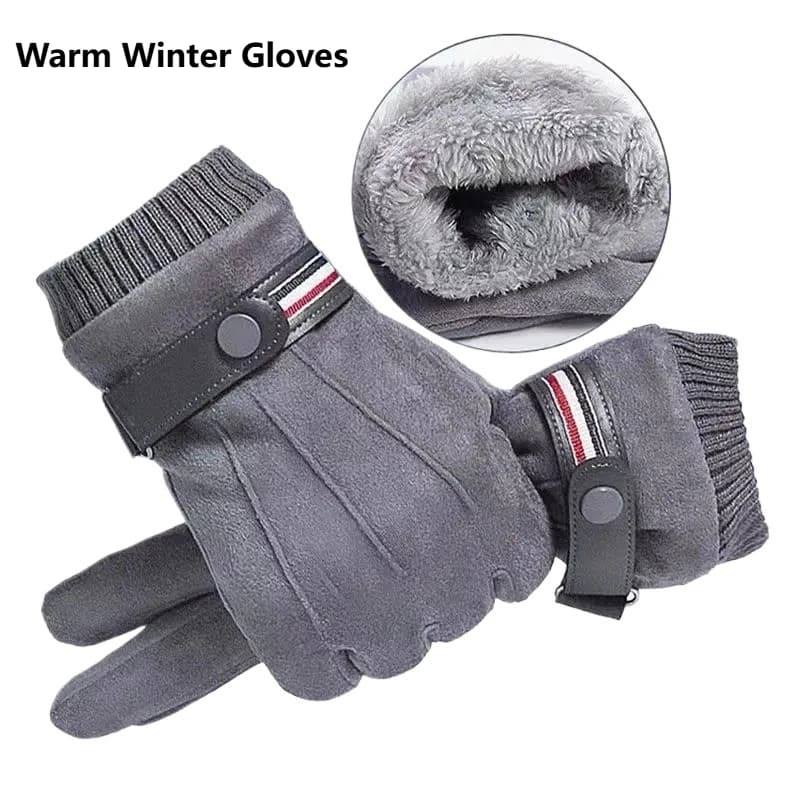 Guanti invernali caldi da uomo Touchscreen Guanti da esterno termici morbidi in pelle scamosciata antivento per ciclismo, moto, sci