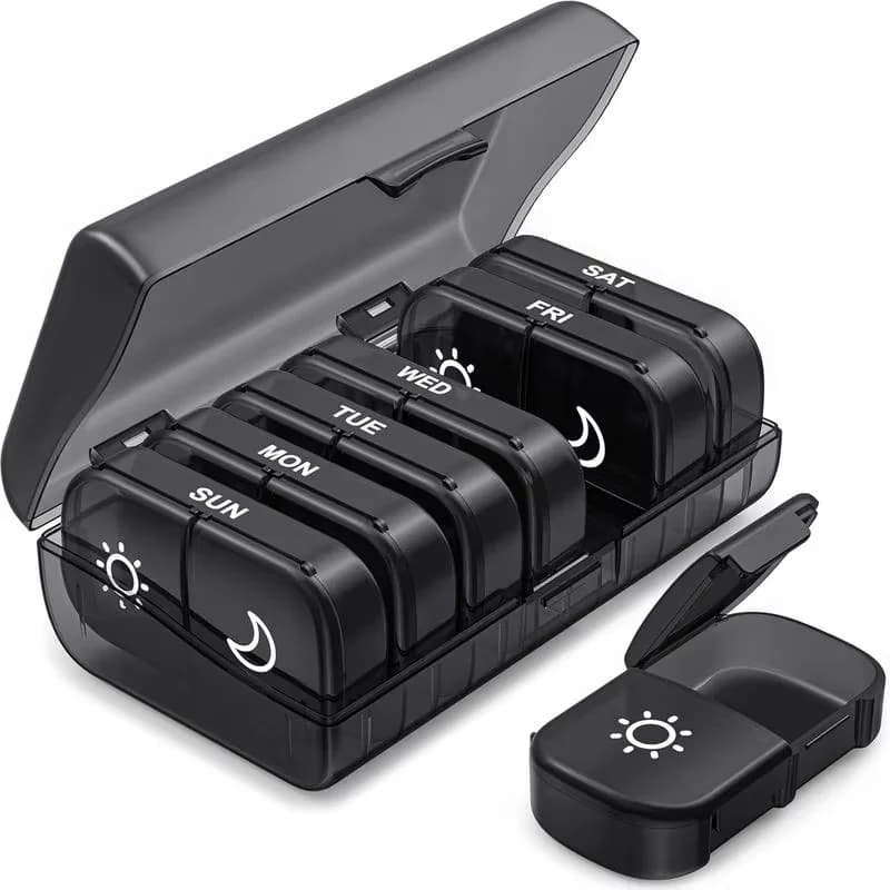 Portable Folder Wallet for morning and evening Protection for black privacy suitable for storing drugs, vitamins to fish oil