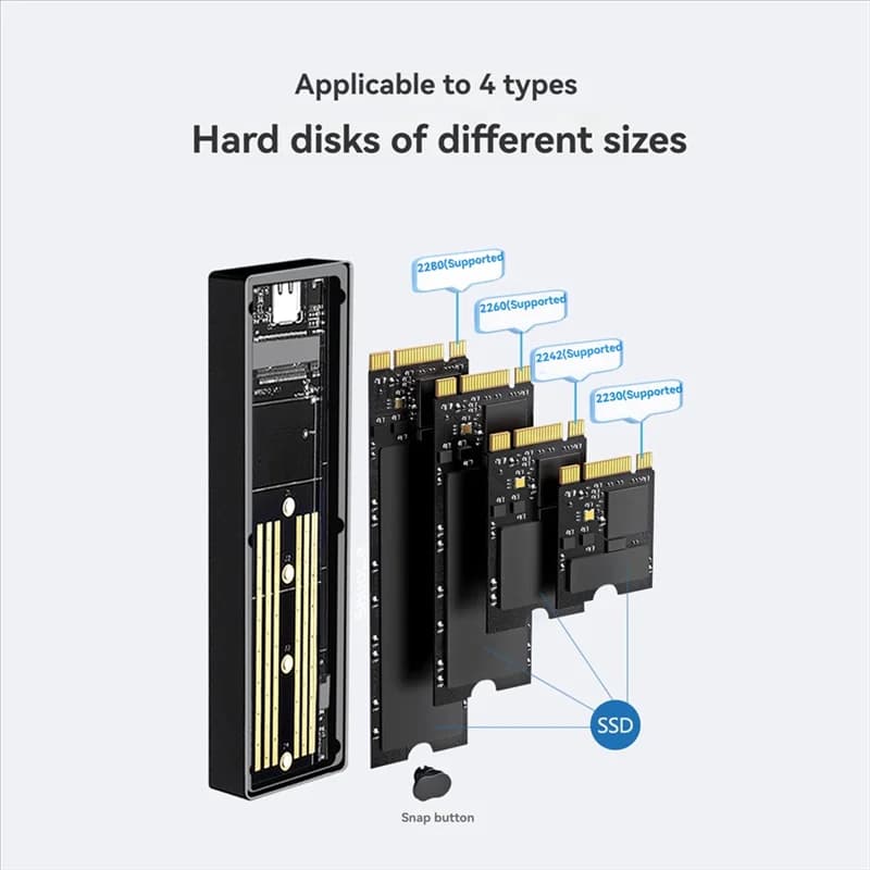 【B89E】Scatola disco esterno Custodia SSD USB 3.2 Gen2 M2 da 10 Gbps Custodia SSD M. 2 Nvme NGFF con schermo di visualizzazione digitale intelligente