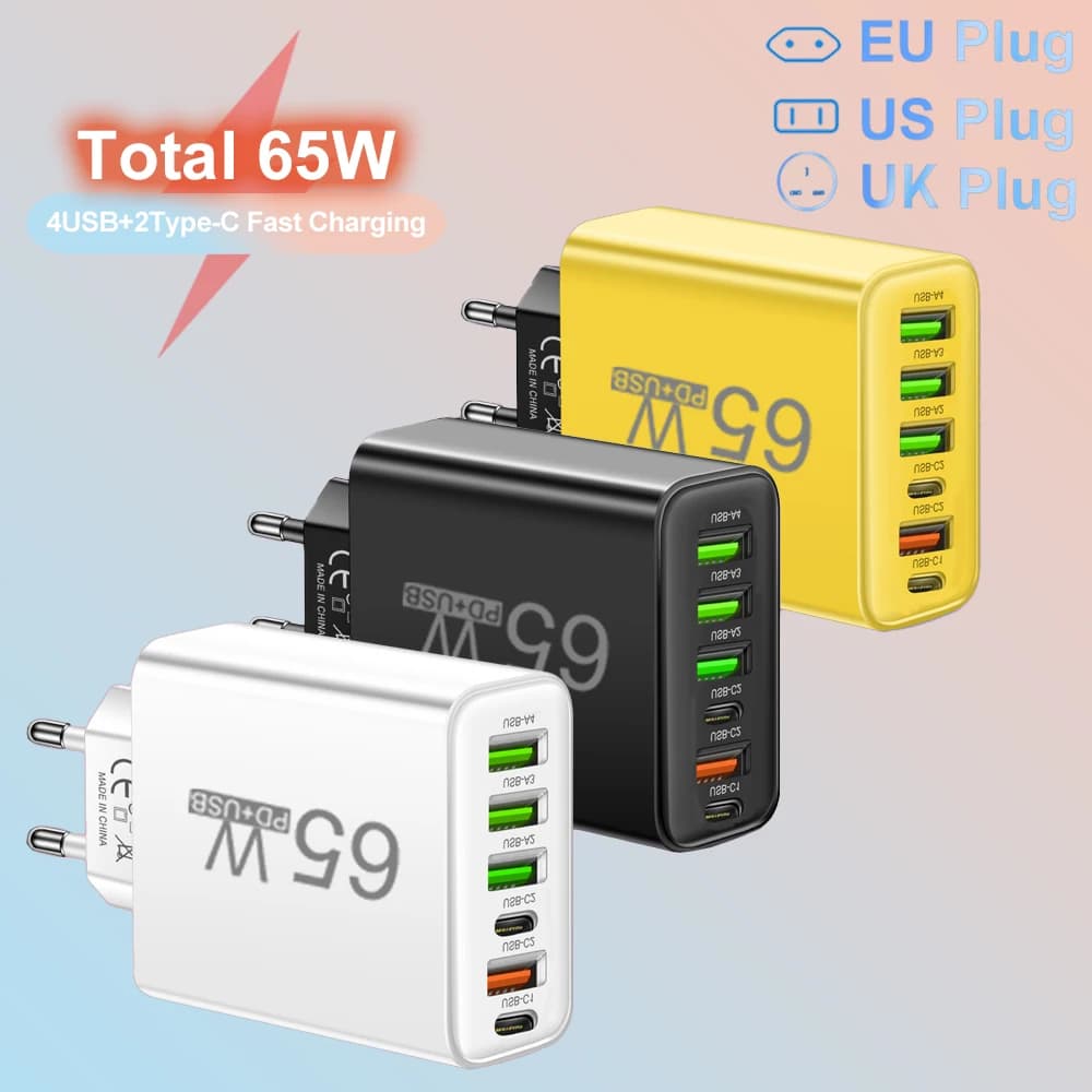 USB Charger Charger for 65 W Quick Charging for Xiaomi Samsung Huawei P70 Travel Charger Adapter for iPhone Quick Charger