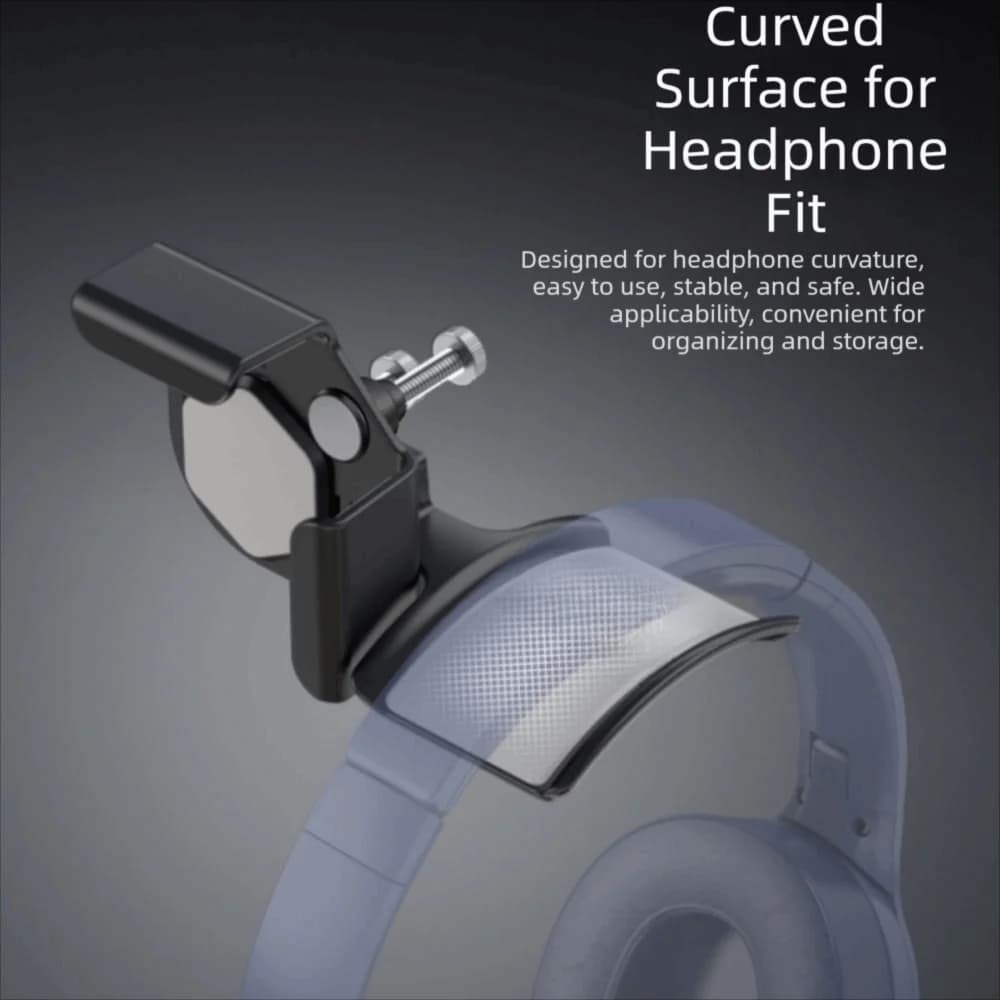 Wall Mounted Headphone Stand No-Drill Clip-On Headset Hanging Hook Adjustable Universal Headphone Holder Screen Mounted