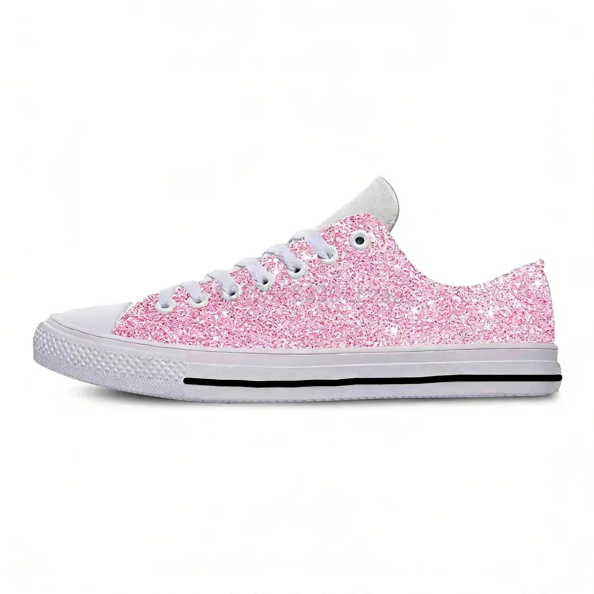 Glitter Sparkle Sparkling Glittery Pattern Galaxy Casual Cloth Shoes Low Top Comfortable Breathable 3D Print Men Women Sneakers