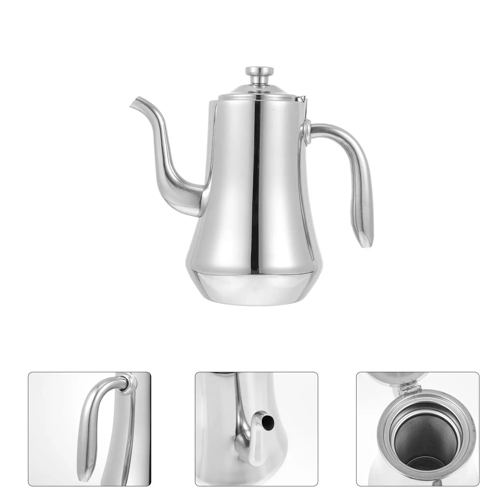 1Pcs Gooseneck Kettle Stainless Steel Electric Water Heater with Built-in Tea Strainer for Precision Pouring Home Kitchen Cafe