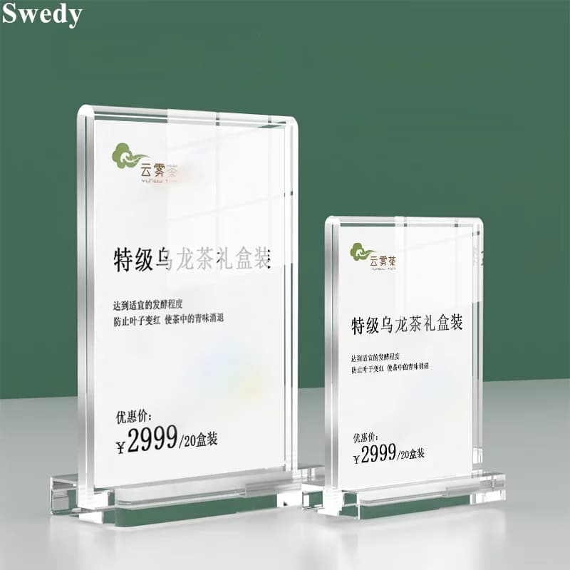 A5 148x210mm Table Menu Price Label Holder Stand Clear Acrylic Poster Paper Sign Holder Display Board Photo Picture Flyer Frame