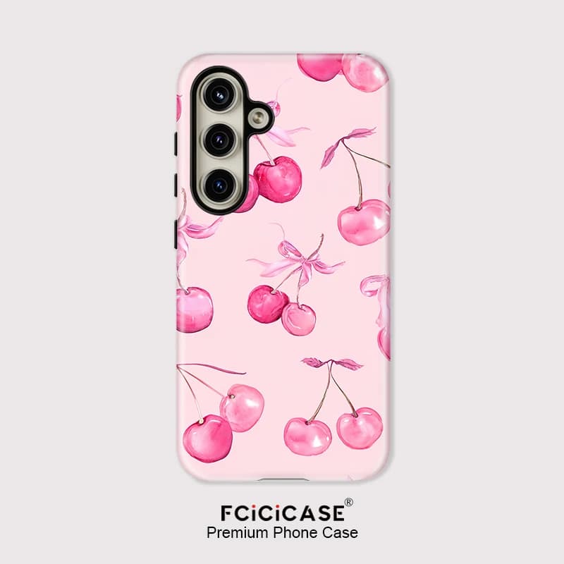 Fcicicase Custodia per telefono modello ciliegia per Samsung Galaxy A26 A16 A36 A56 A 56 5G Custodia morbida in silicone acrilico a doppio strato opaca