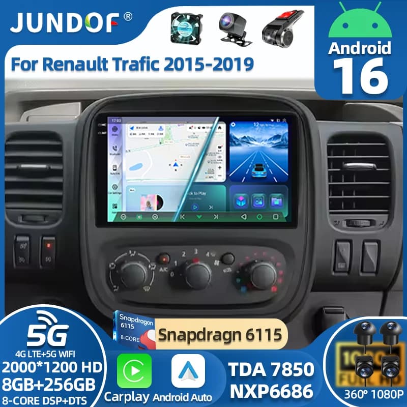 Android For Opel Vivaro B 2014 - 2018 Renault Trafic 2014 - 2021 GPS Navigation Carplay Touch Screen Autoradio 8 Core DSP