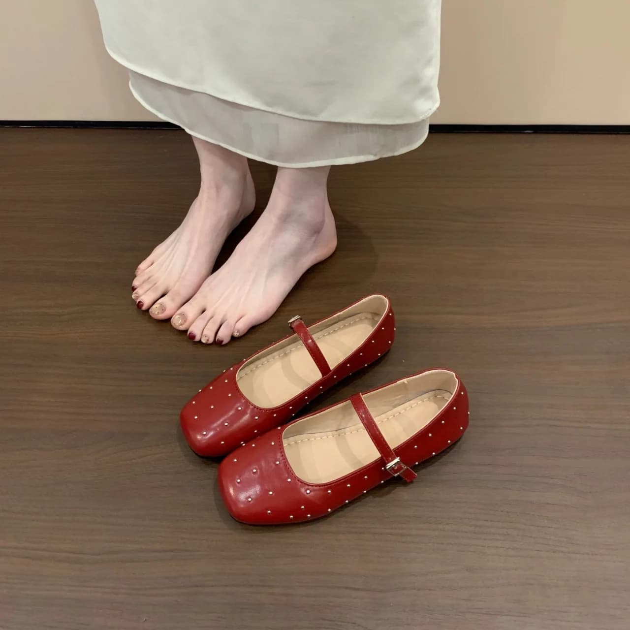 Women Internal Elevation Mary Jane Shoes Concise Shallow Square Toe Shoes 2026 new Ladies Eelgant Dress Leather Flats Shoes