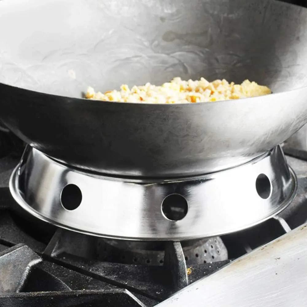 Supporto universale per padelle per Wok Supporto per rack Anello per Wok/Cremagliera per Wok a fondo tondo Dimensioni universali per padelle per fornelli a gas da cucina B20