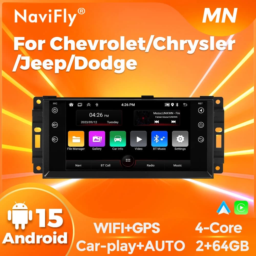 Navifly Android 15 7" Car Radio Multimedia Player For JEEP Grand Cherokee Liberty Wrangler Chrysler Wireless Carplay AUTO GPS