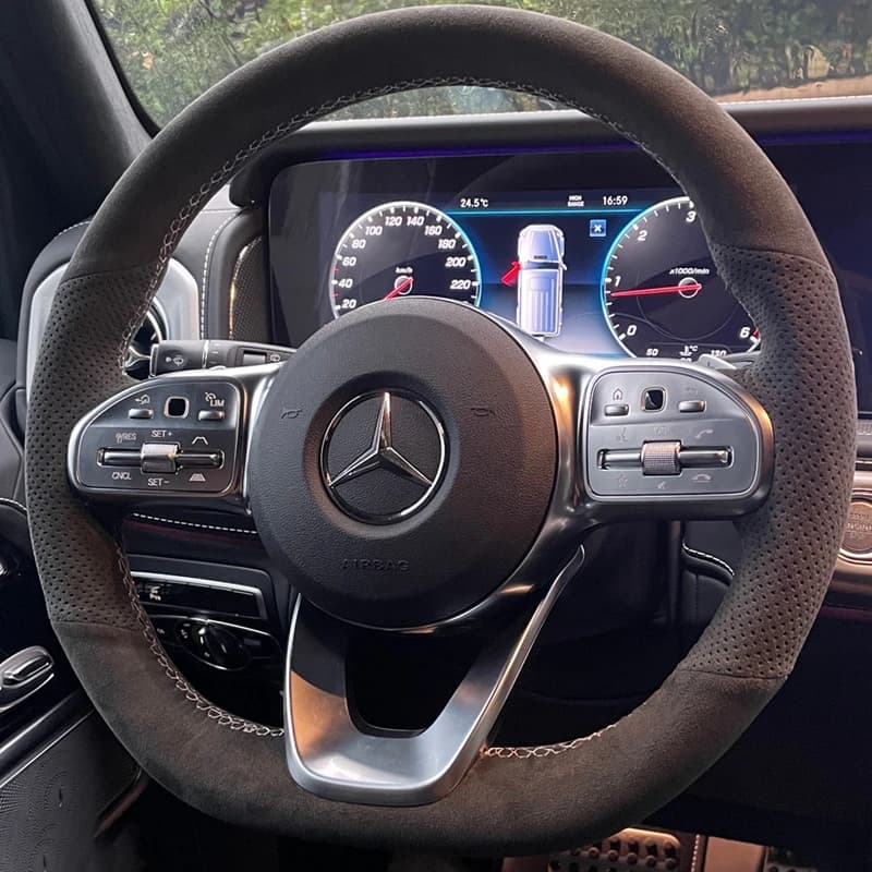 For Mercedes-Benz Class S W222 GLC Class A W177 Class C W205 Class E W213 Cover for black suede car hand sewn