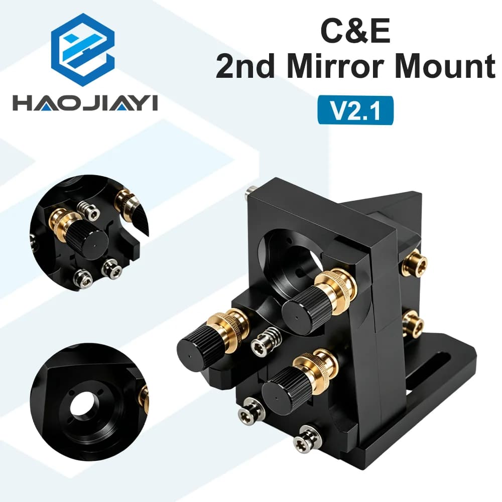 CO2 Laser Second Mirror Mount 25mm Black Integrated Reflector Mirror Holder for Laser Engraving Cutting Machine Accessories