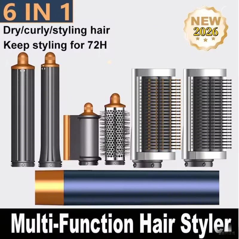 SenCiciMen Styler Multifunzione 6-in-1 Professionale, Ferro Arricciacapelli, Spazzola ad Aria Calda, Asciugacapelli per Capelli Ricci