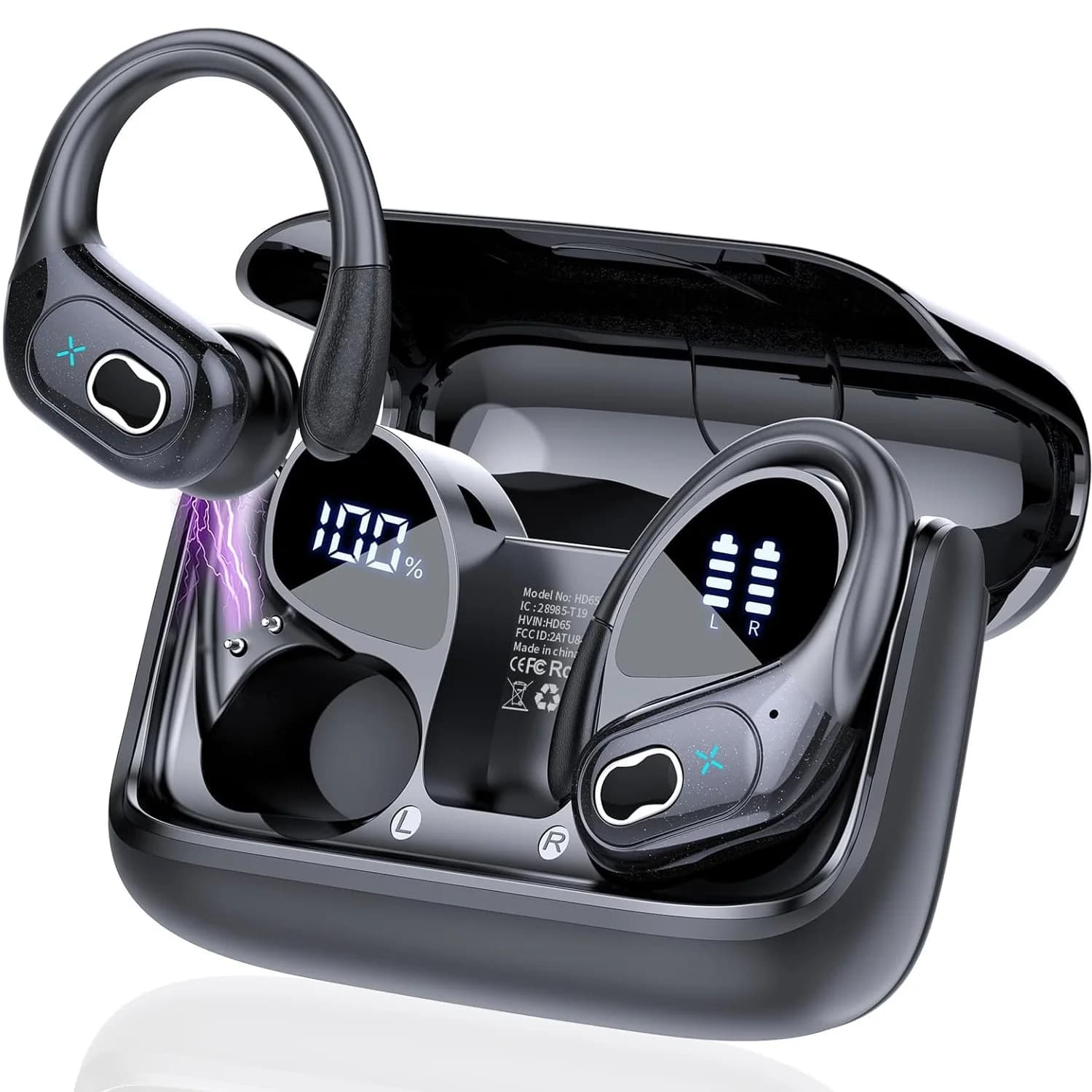 New Wireless HD65 TWS Bluetooth 5.4 True Wireless headphones with EMC microphone for training/race/palestra