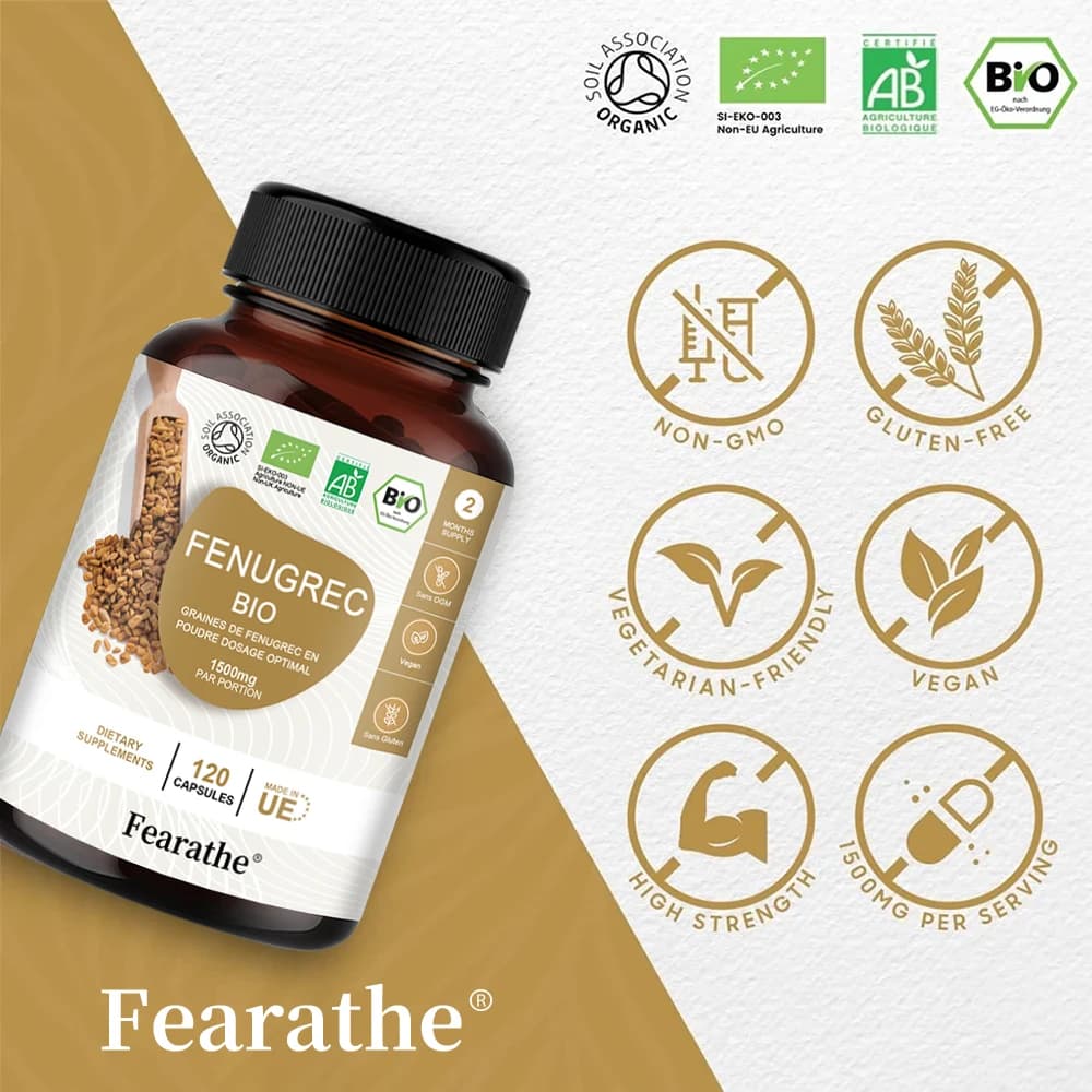 Fenugreco 1500 mg - Fenugreco biologico, ricco di proteine e vitamine - Aiuta la digestione, il colesterolo, la gestione del peso