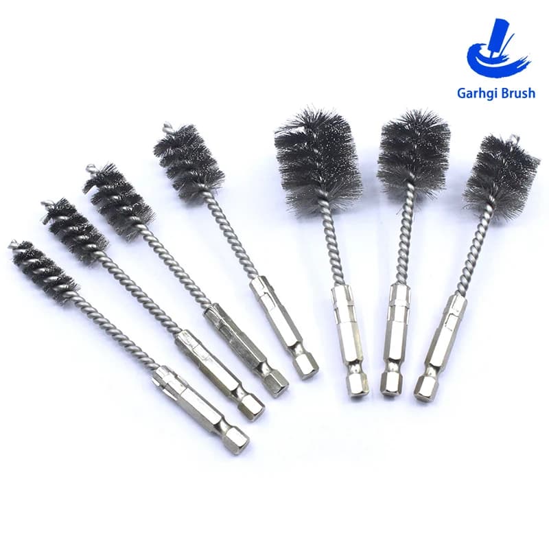 Spazzola metallica per trapano elettrico con codolo esagonale da 1/4" in filo intrecciato in acciaio inossidabile per la pulizia del foro Sbavatura Lucidatura Utensili manuali Metallo