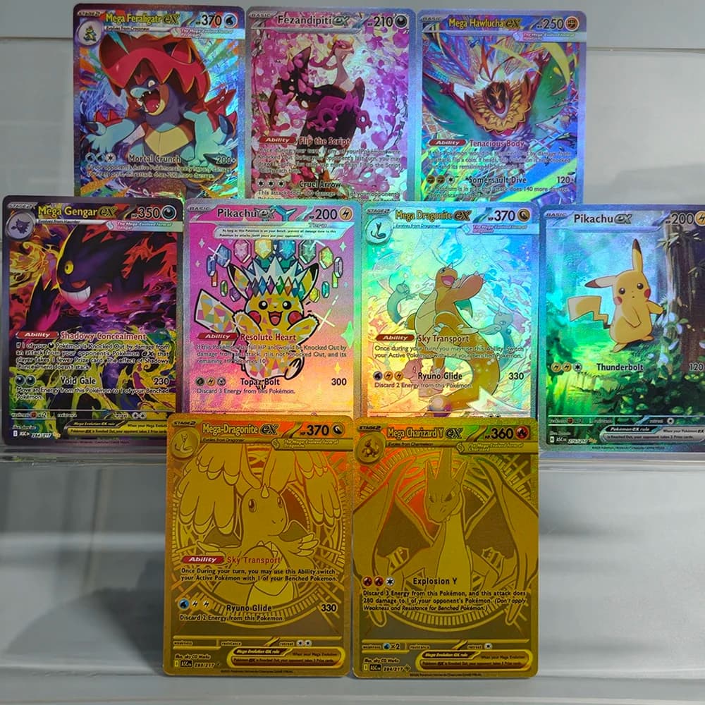 Carte da Gioco DIY Proxy PTCG in Inglese: ASC Mega Gengar, Dragonite, Charizard, Feraligatr, Meganium, Fezandipiti, Froslass, ex Psyduck