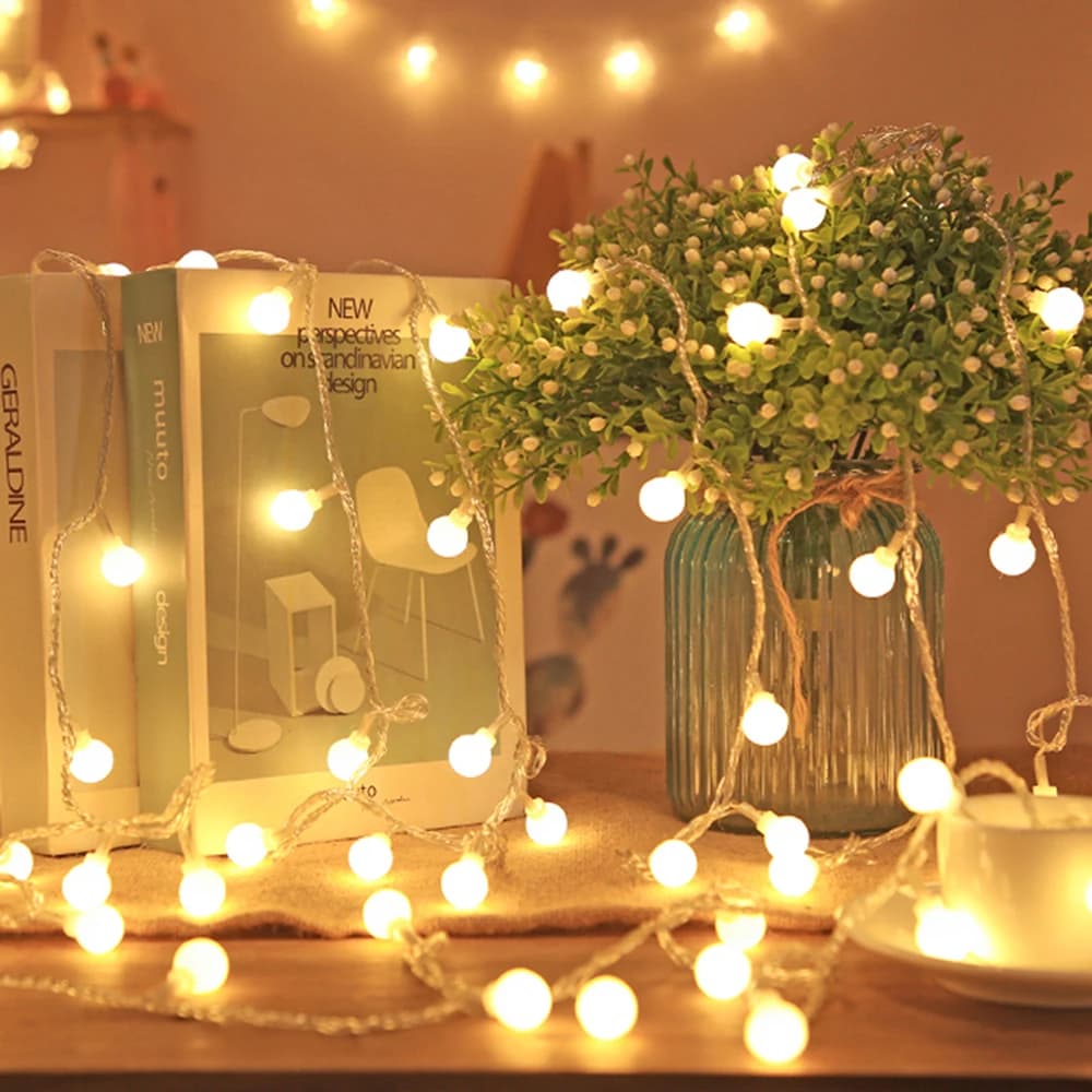 Luci a sfera da fata a LED USB/scatola di batteria Luci a catena a sfera per esterni Luci ghirlanda Festa Casa Matrimonio Giardino Decorazioni natalizie