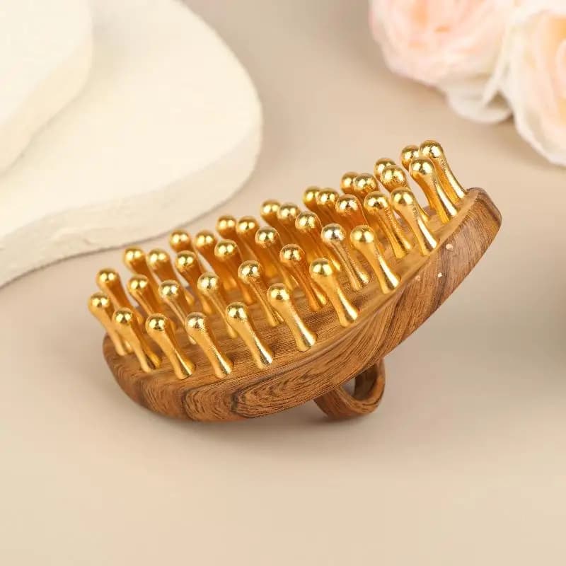 Meridiana brush in 39 tooth handle with wood handle, Multipurpose tool for Beauty and Body Massages