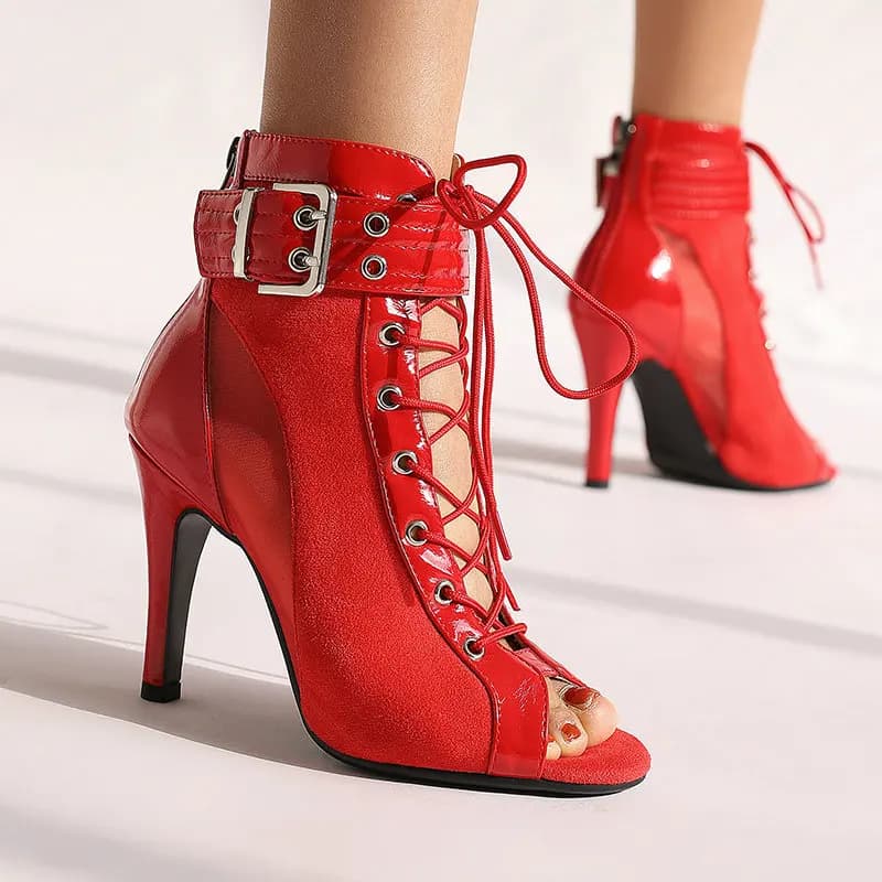 Black Red Women Dance Boots High Heels Sexy Stilettos Woman Latin Dance Shoes For Ladies Party Dance Shoes Boots
