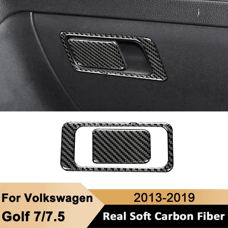 Auto in Fibra di Carbonio Co-Pilot Scatola di Immagazzinaggio Maniglia Pannello di Rivestimento Della Copertura Adesivo Decorativo Per Volkswagen Golf 7 Golf 7.5 2013-2019