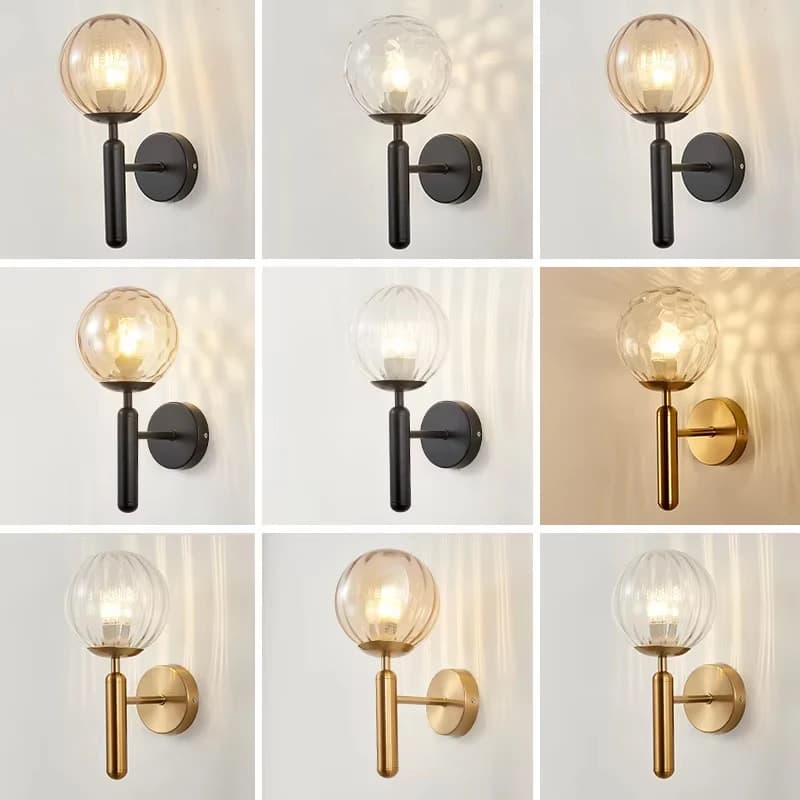 Lampada da parete moderna Camera da letto accanto a sfera di vetro Lampade da parete a LED Lampada da parete Nordic Specchio da bagno Luce per scale Apparecchi di illuminazione per corridoio