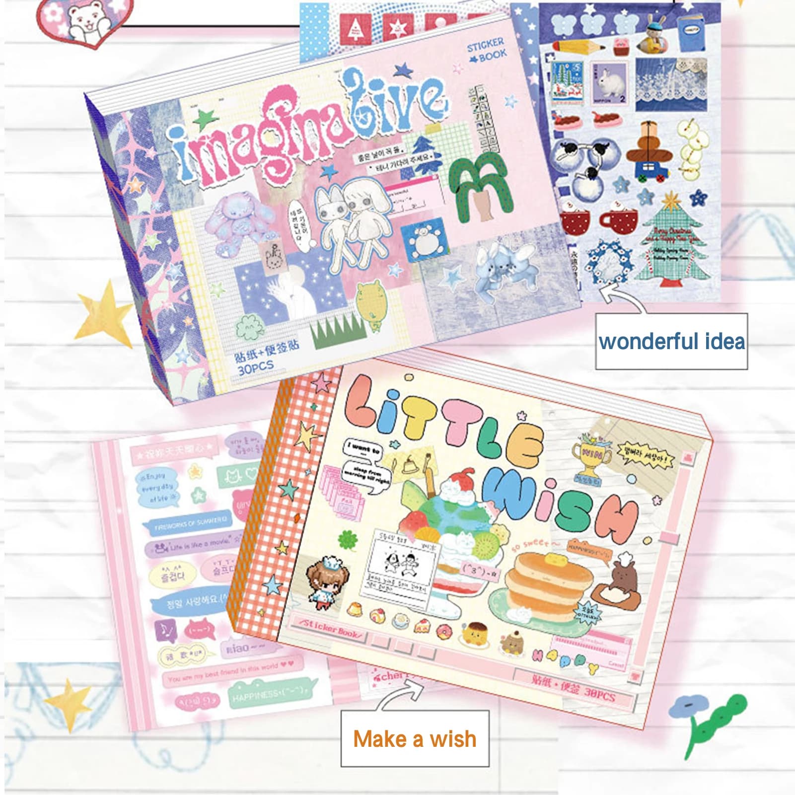 Cartoon Die-Cut Sticker Book Aesthetic Picture Anime Stuff Scrapbook Kit for Birthday & Back to School Gift