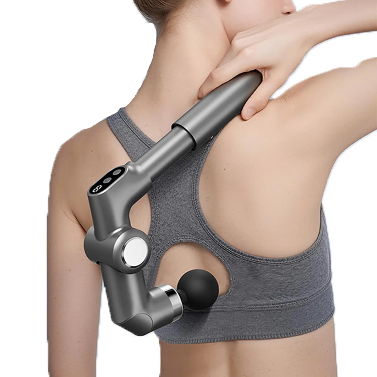 New electric fascia gun, foldable and extendable massage hammer, high-frequency vibration deep relaxation muscle massager