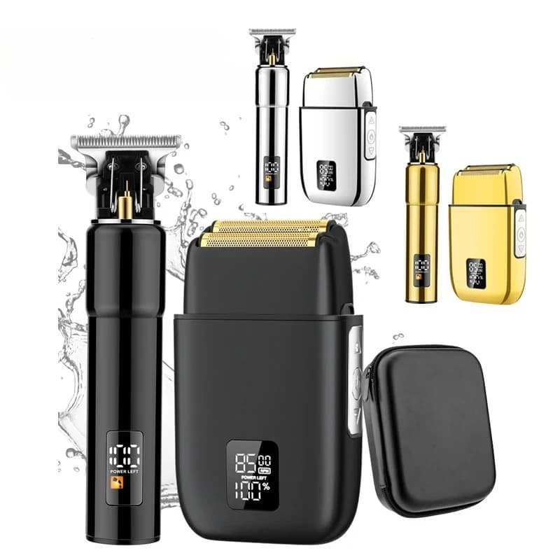 972 Rasoi elettrici per uomo Barba Trimmer Kit da barba Rasoio a lamina Rasoio per testa calva Usb Acciaio inossidabile