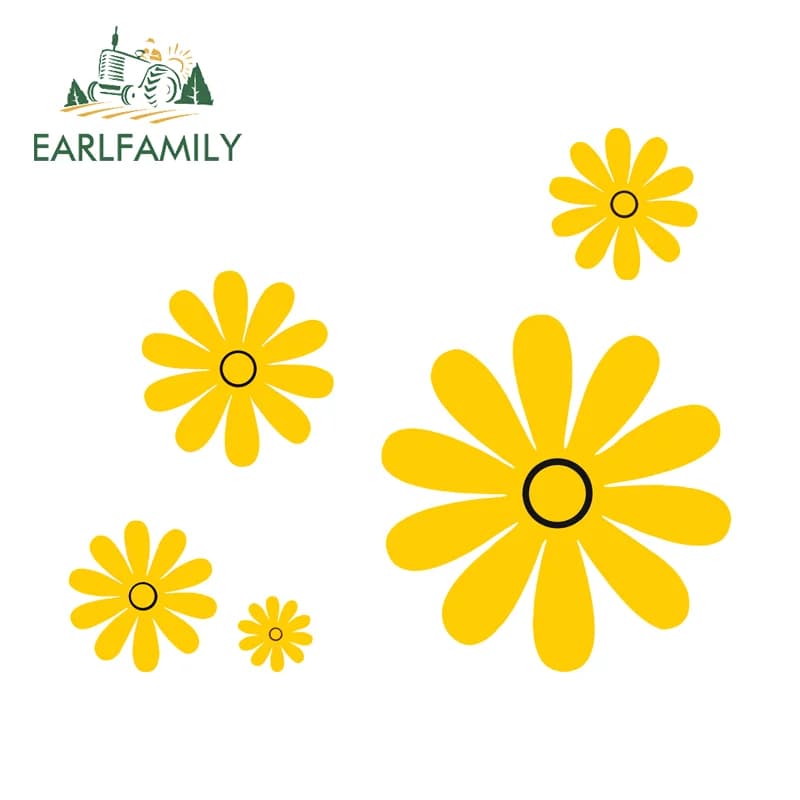 EARLFAMILY Sunflower DIY Car Stickers Fishing Tackle Box Occlusion Scratch PVC Decals Glass Bumper Tank Cap Waterproof Design