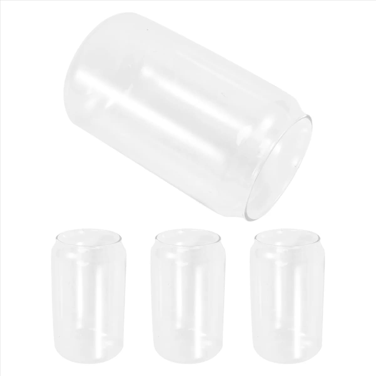 A71Z Confezione da 4 pezzi in vetro a forma di acqua, succo di latte, tazza di succo semplice, bicchiere di birra, agitatore, bicchiere da dessert, 400 ml