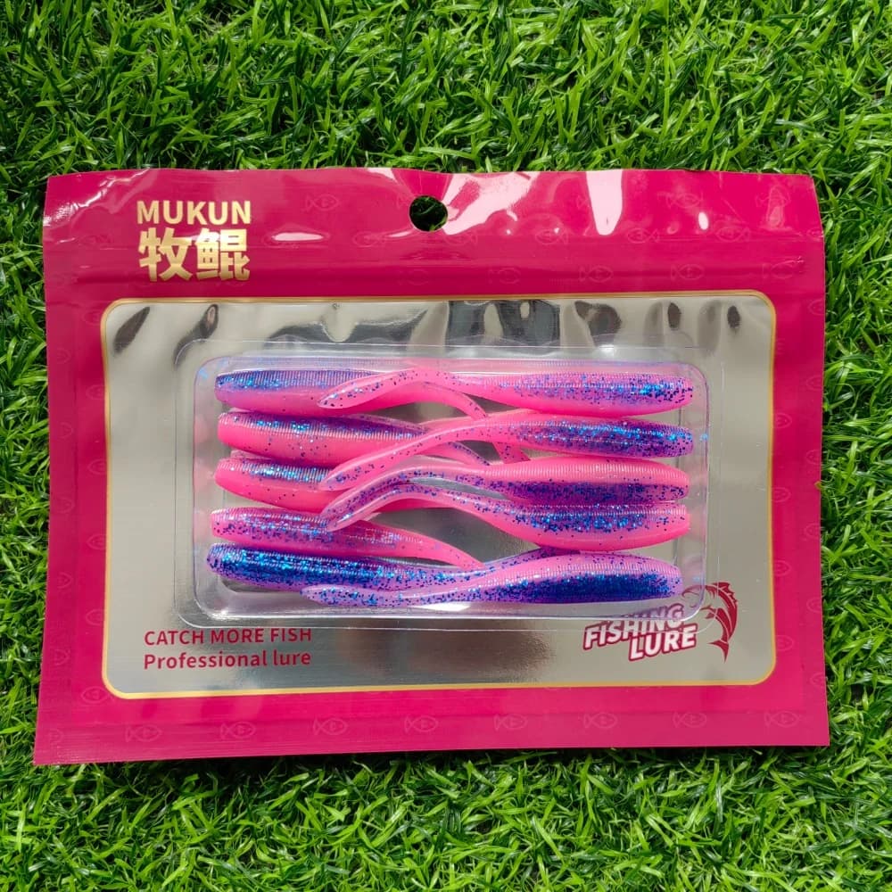MUKUN 10 PZ 75mm 2.5g Salato Coda Diritta Softbait Richiamo di Pesca Bastone Verme Nuoto Perfetto Plastica Dream Shot Morbido