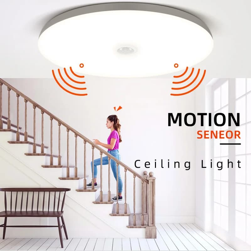 Lampada da soffitto a led intelligente 110V 220V PIR Sensore di movimento Luce notturna a soffitto 20W 30W 40W Lampada da soffitto a montaggio superficiale 15W Decorazione Apparecchio di illuminazione a pannello a led