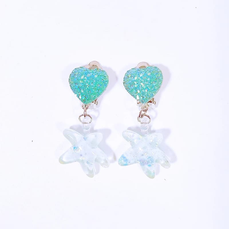 1 paio di clip per orecchio per bambini in stile coreano, bella clip per orecchio con stella marina, senza piercing, orecchino per ragazze, gioielli regalo per bambini