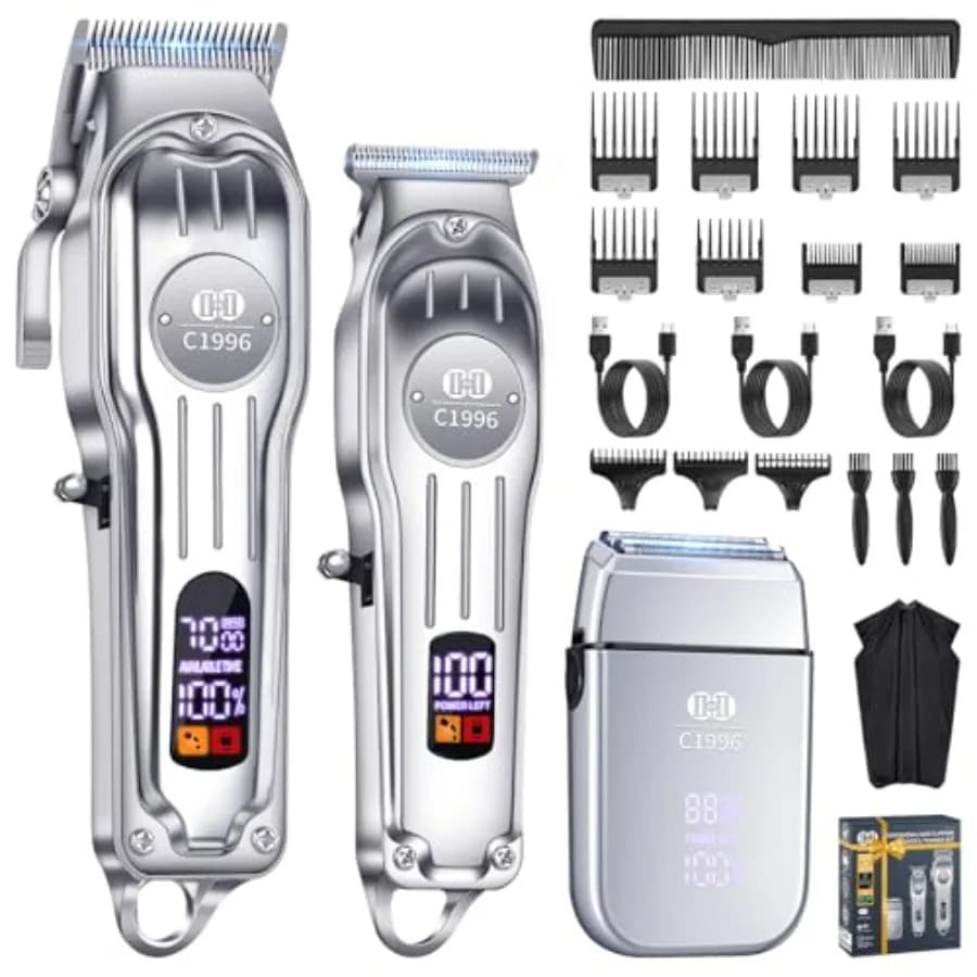 Set Professionale di Tosatrici e Regolabarba per Uomo, Kit per Taglio Capelli Senza Fili, Rasoio Elettrico per Barba