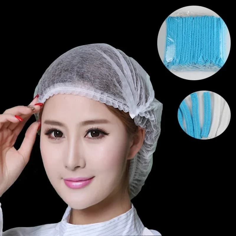 100 pcs/pocket Use And Drop Head Hair Bathing Head Covers Net Bouffant Dustproof Dust Covers Breathable Shower Bath Hats Kitchen