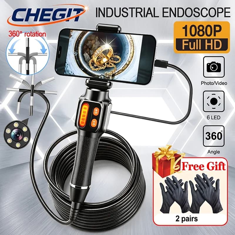 360° Articulating Borescope Endoscope Camera Inspection 1080P HD Borescope Camera For Android/iOS Phone Auto Repair Home use