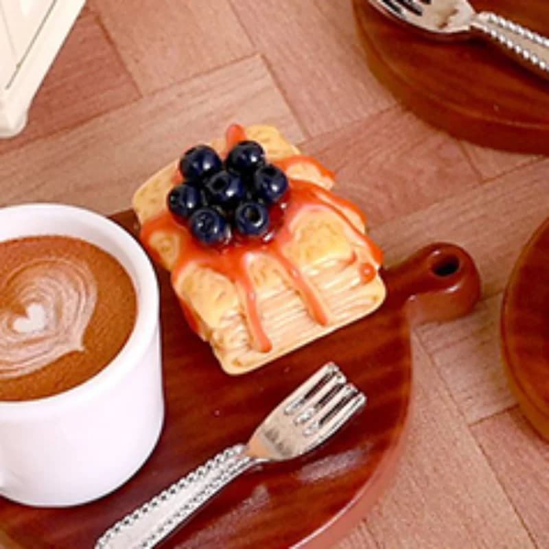 Popolare Set di 2 Pezzi Mini Torte e Dessert per Casa delle Bambole, Decorazione Mini Cucina, Accessori per Casa delle Bambole, Giocattoli per Gioco di Ruolo