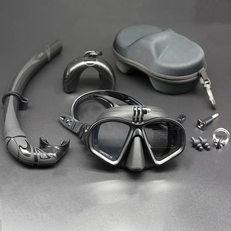 1 set maschera subacquea set snorkeling a secco occhialini da nuoto subacquei professionali anti-perdite anti-appannamento ampia vista lenti in vetro temperato adulti