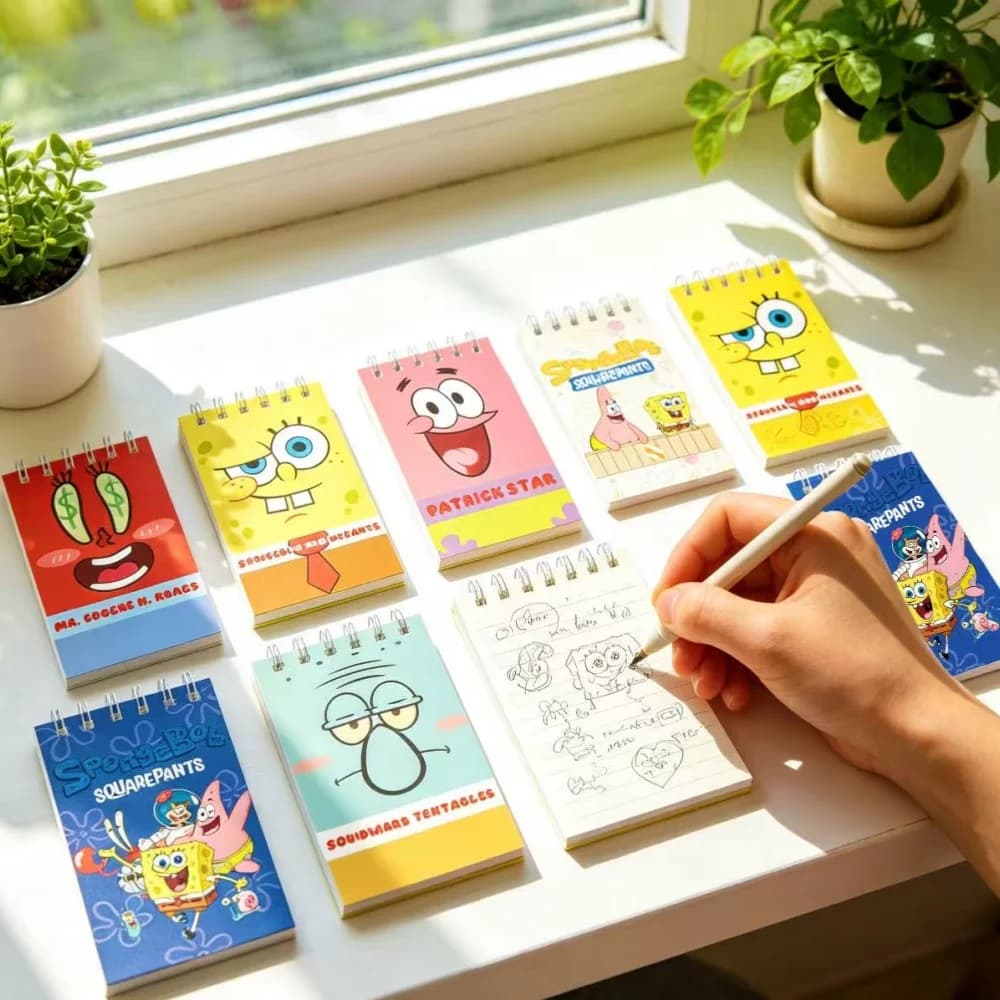 10/20PCS SpongeBob Spiral Notebook, Office and School Notepad, Back-to-School Season Gift Notebook